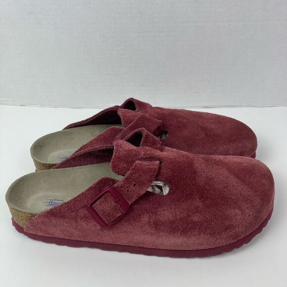 Birkenstock Sz 9-9.5 Boston Suede Clog in Maroon-Mauve Soft Footbed Comfy - Picture 7 of 15
